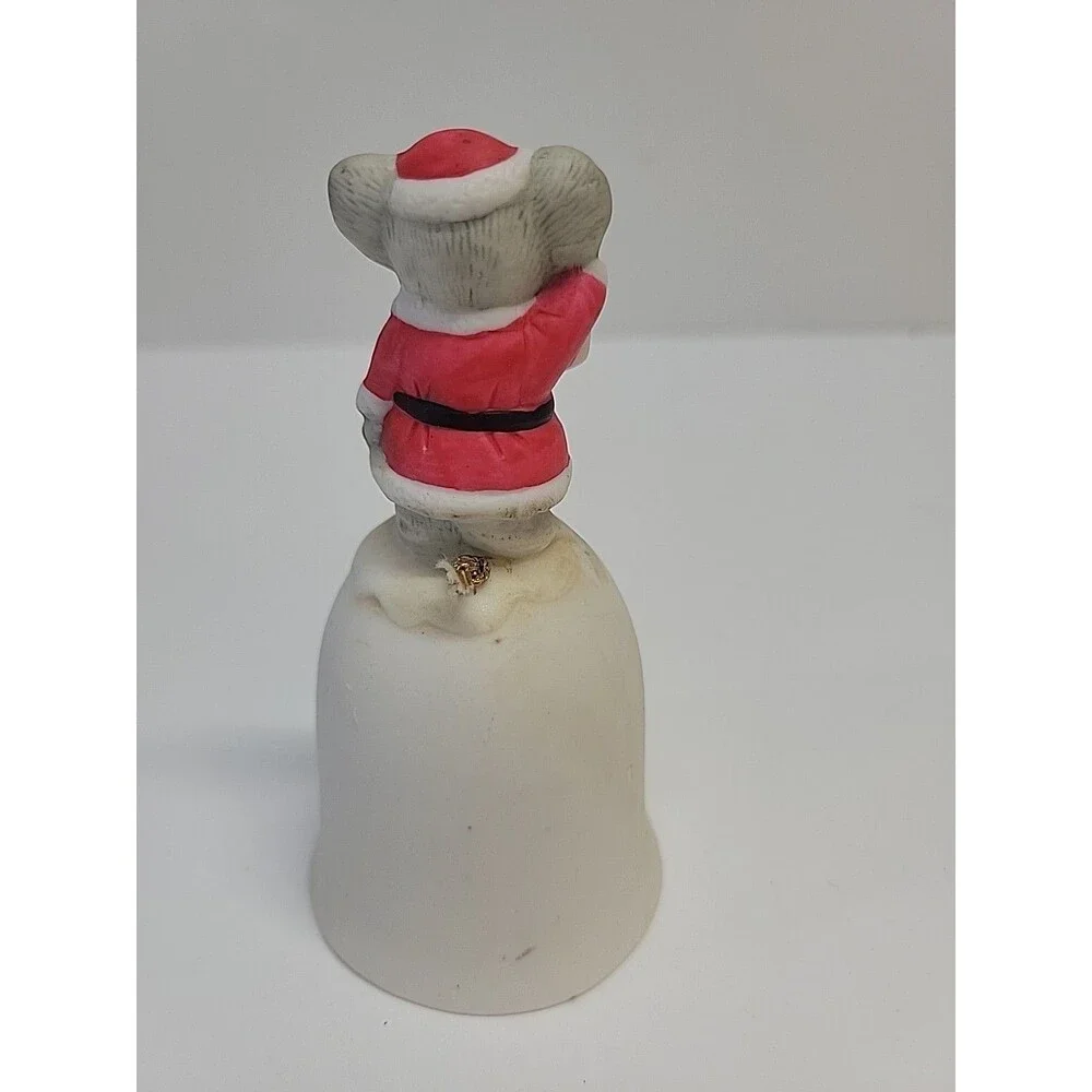 Vintage Ceramic Christmas‎ Mouse Bell Holiday Figurine